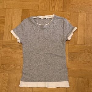 Zara Heather Gray Tee with White Accents